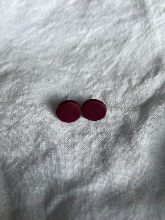 Burgundy circle studs