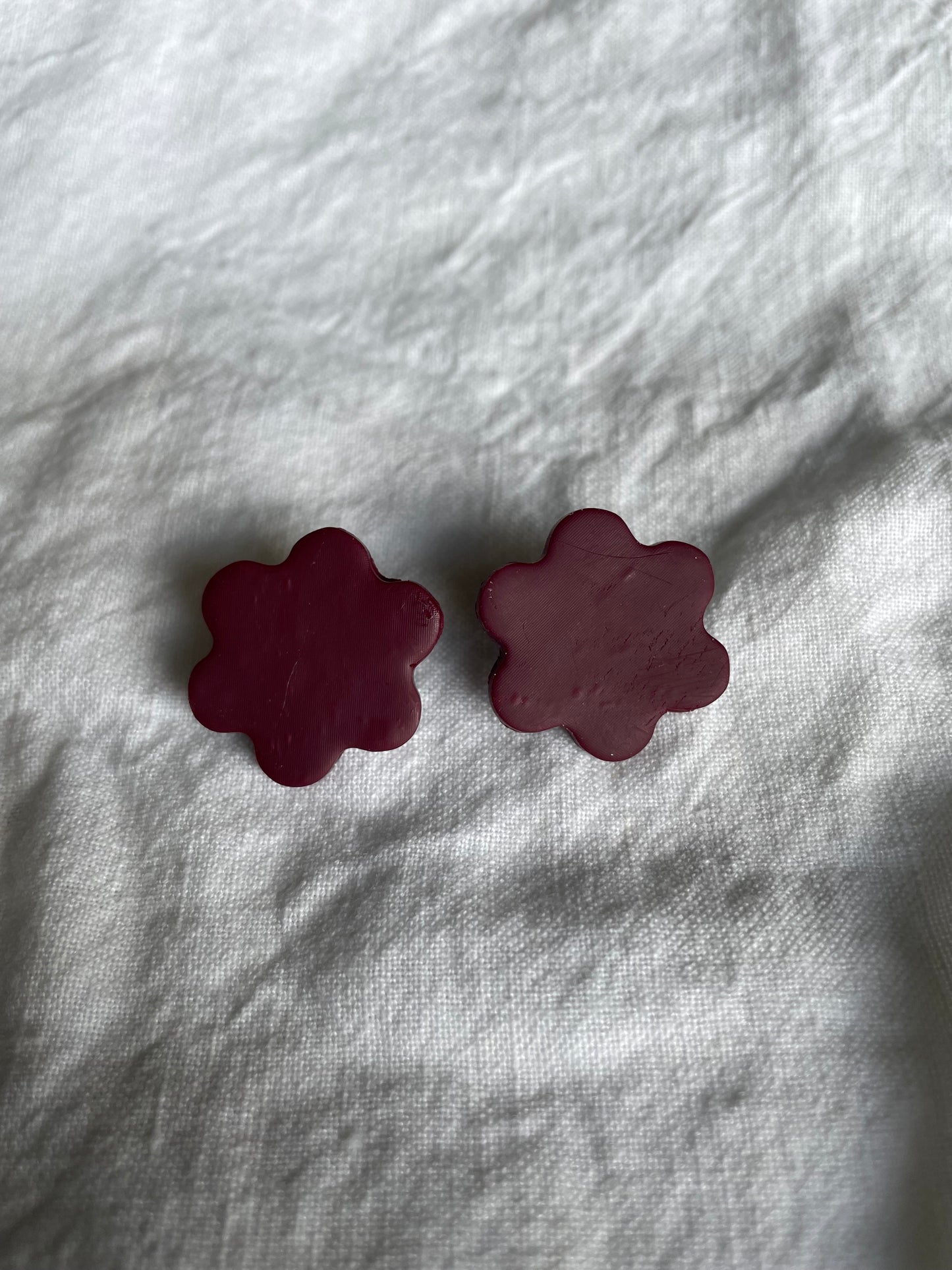 Burgundy flower studs