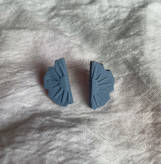 Slate blue floral studs