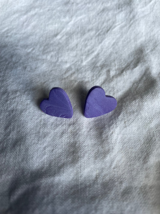 Purple swirl heart studs