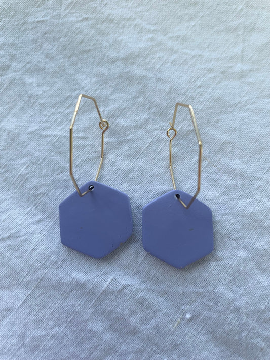 Dusty purple hexagons with hexagon hoops