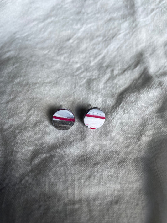 Red and grey abstract studs