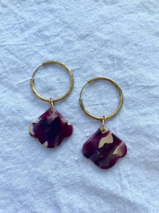 Burgundy tortoise shell hoops