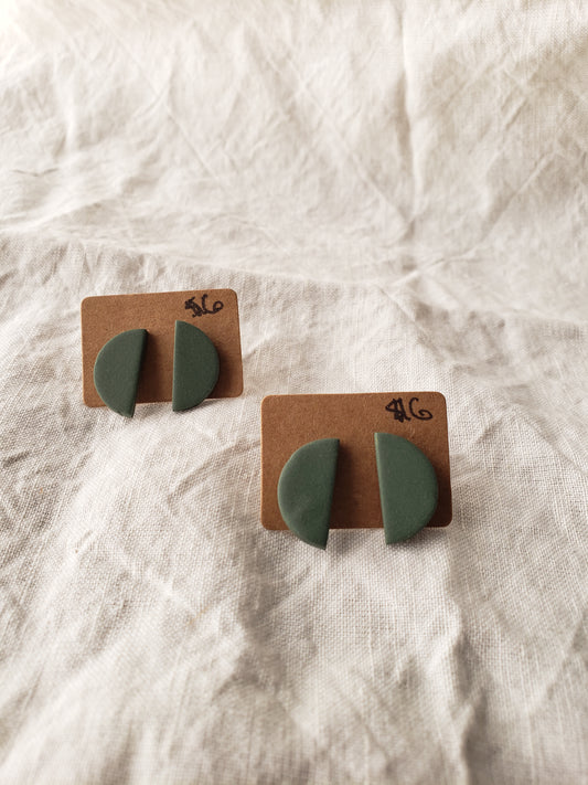 Army green half moon studs