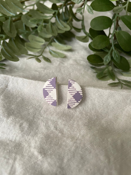 Purple picnic half moon studs