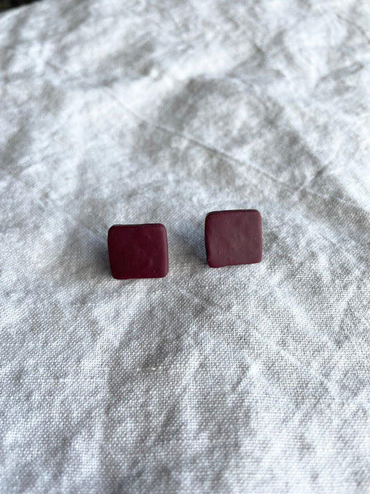 Burgundy square studs