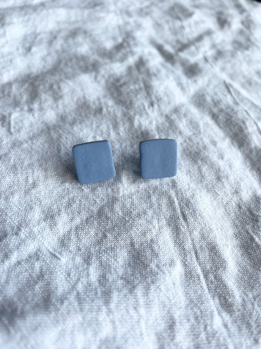 Dusty blue square studs