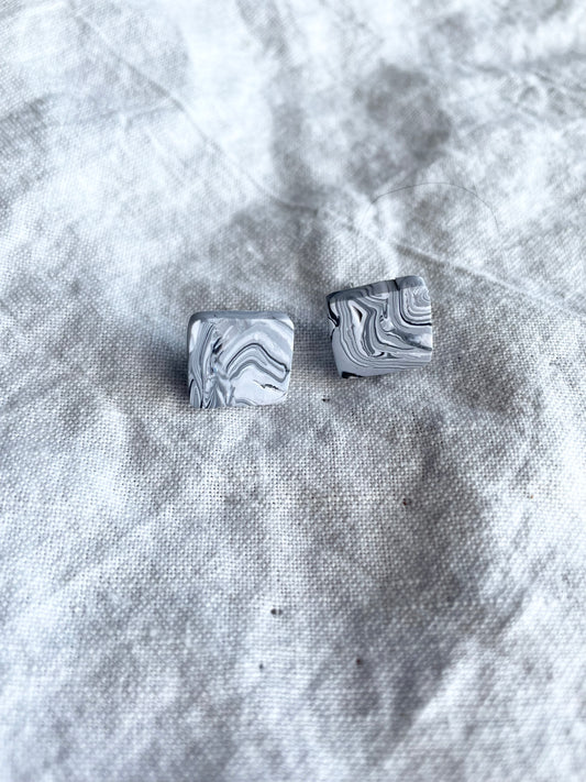 Grey swirl square studs